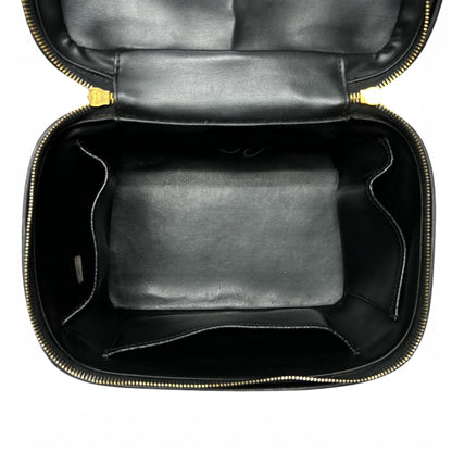 CHANEL Vanity Bag CC Logo Caviar Skin Black Gold Hardware 2WAY CH2115