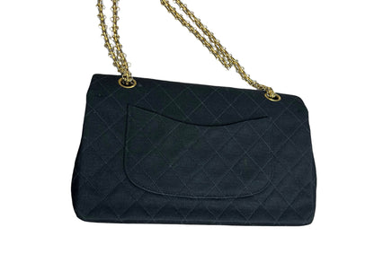 CHANEL Vintage Classic Double Flap Medium Jersey Black Gold Hardware Chain Shoulder Bag 1994-1996 CH2118