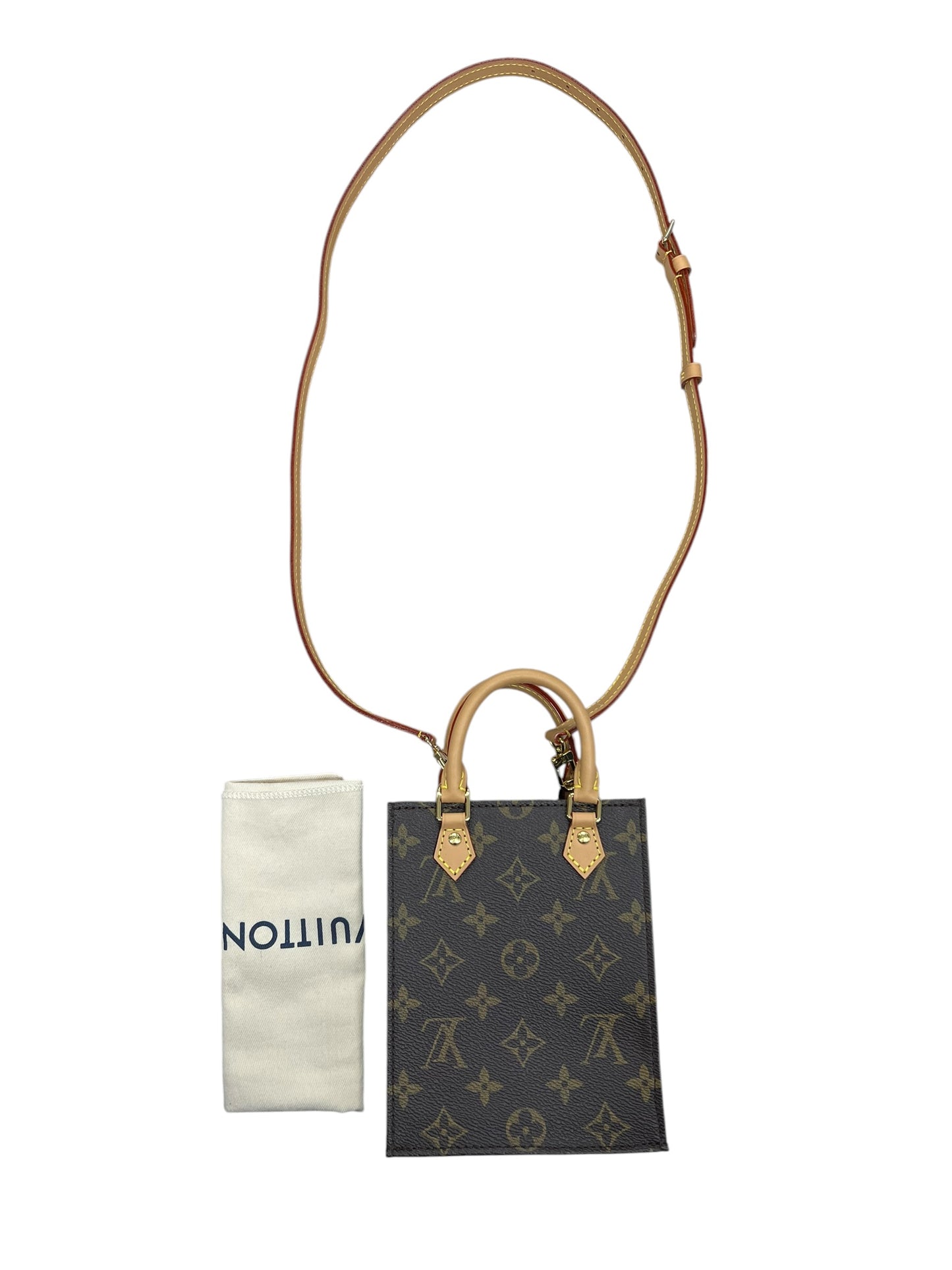 LOUIS VUITTON Monogram Petit Sac Plat 2Way Handbag LO2286