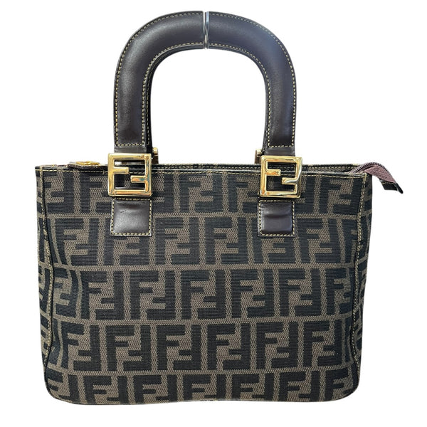 FENDI Zucca Small Tote Bag Canvas Brown FE370