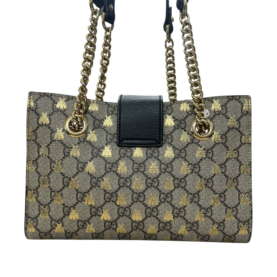 GUCCI Padlock Bee GG Supreme Small Chain Shoulder Bag GU590