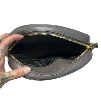 PRADA Diagram Leather Chain Shoulder Bag Gray PR192