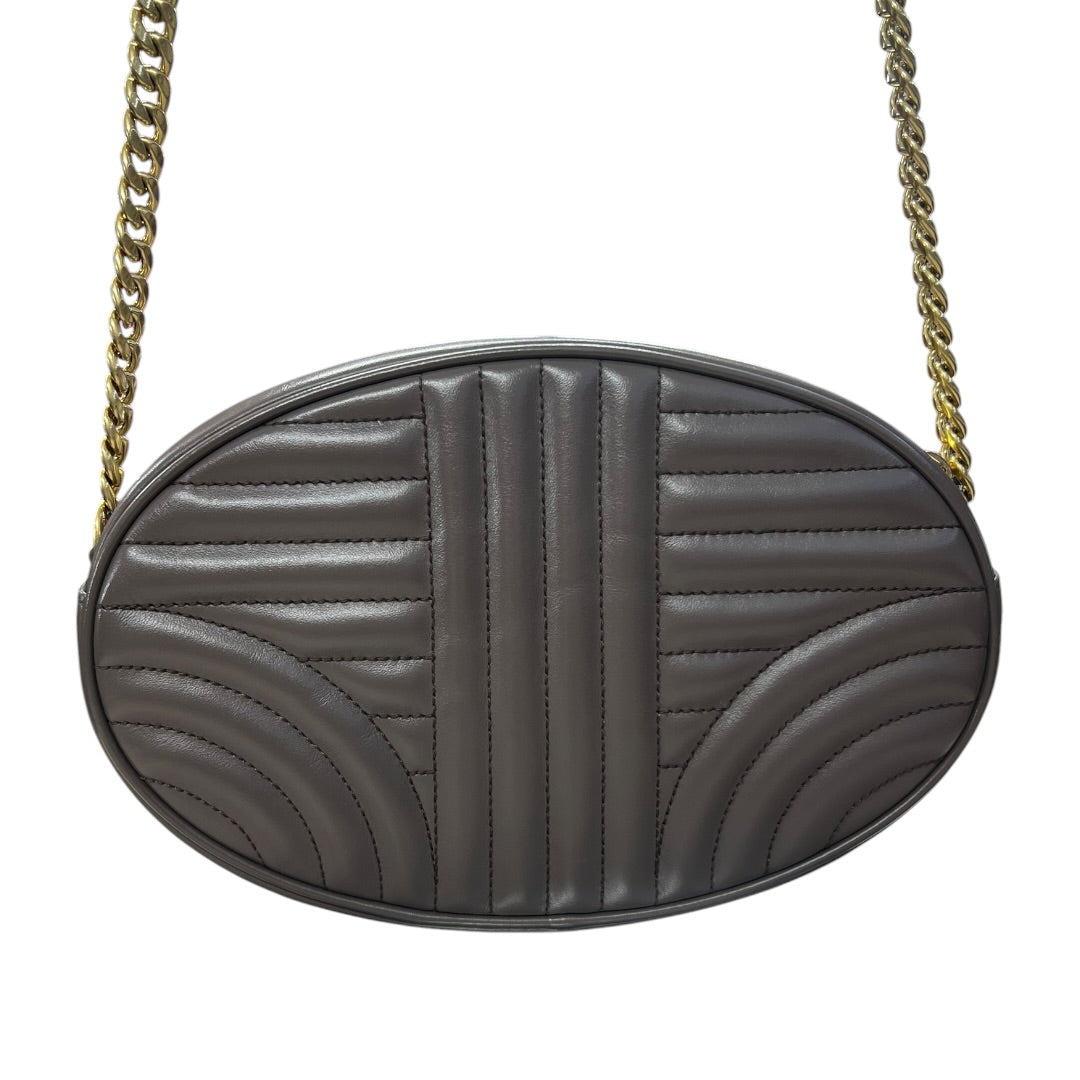 PRADA Diagram Leather Chain Shoulder Bag Gray PR192