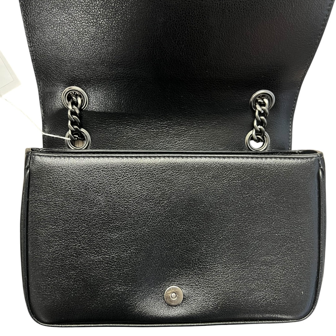 PRADA Studded Leather Flap Chain Shoulder Bag Black PR193