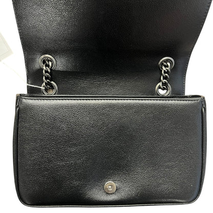 PRADA Studded Leather Flap Chain Shoulder Bag Black PR193