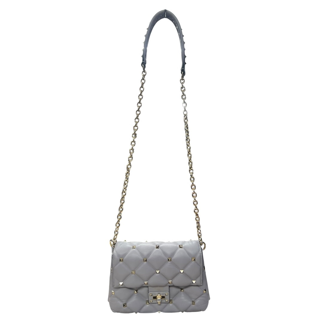 VALENTINO GARAVANI Rockstud Leather Chain Shoulder Bag Gray PR194