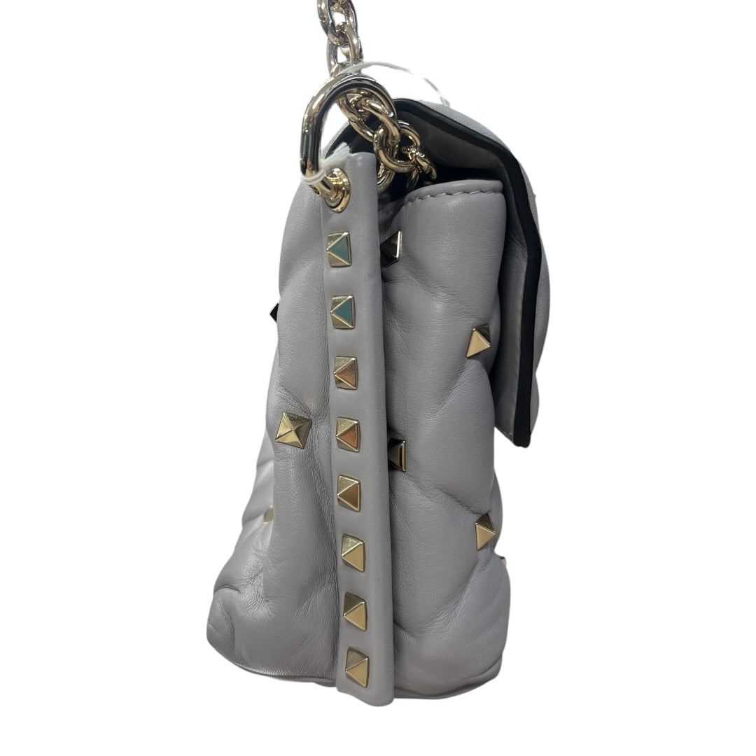 VALENTINO GARAVANI Rockstud Leather Chain Shoulder Bag Gray PR194