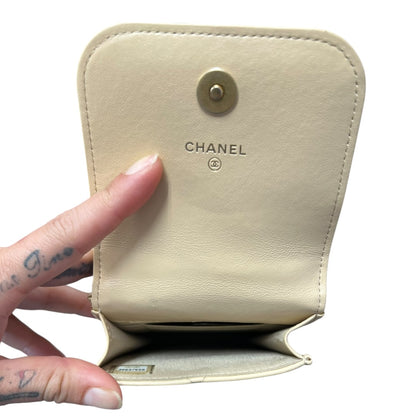 CHANEL 19 Matelasse Chain Smartphone Holder Lambskin Beige CH2146