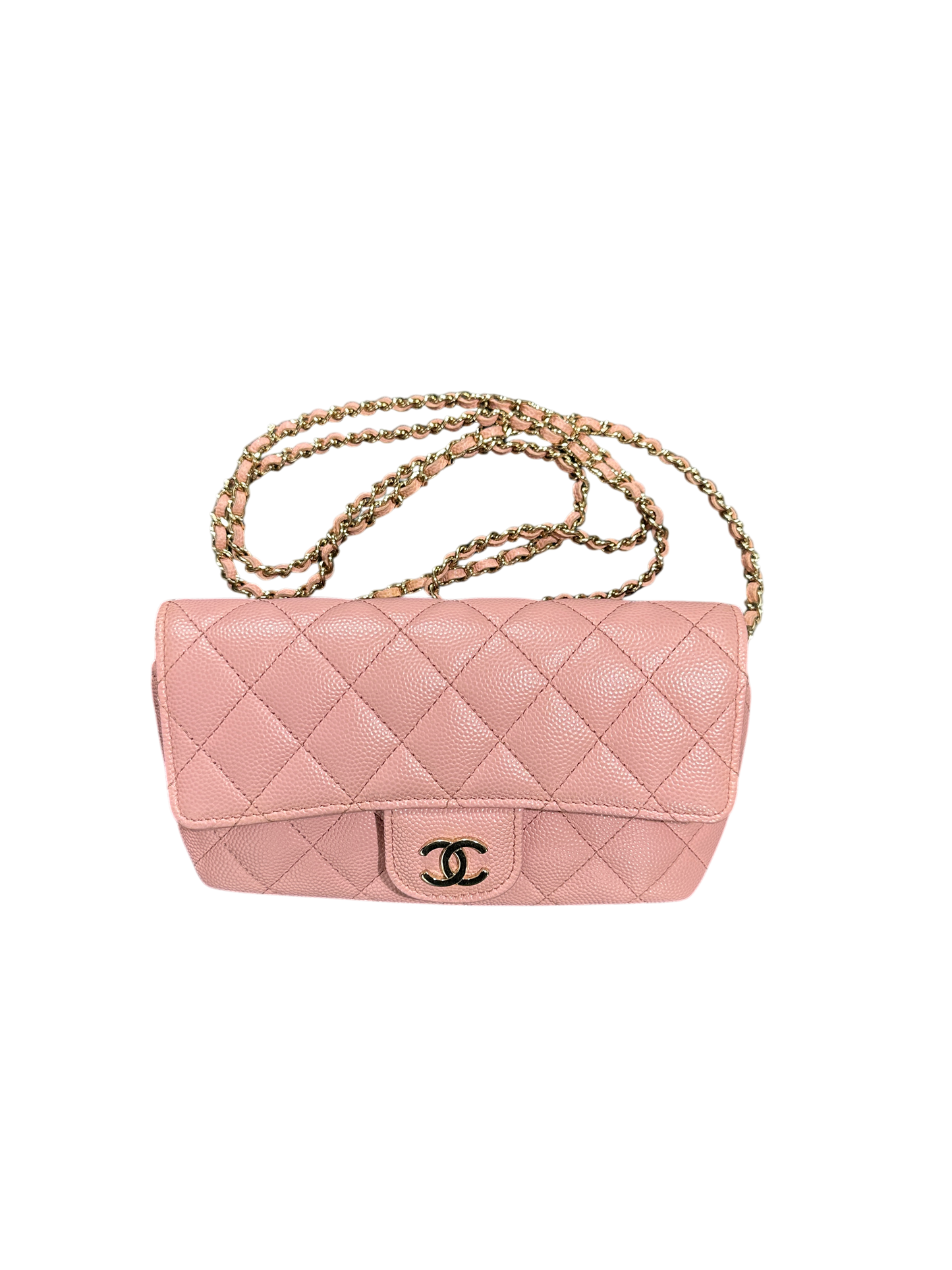 Chanel Matelassé 18 Mini Flap Bag Pink Caviar Leather Gold Hardware Series 31 - CH2081