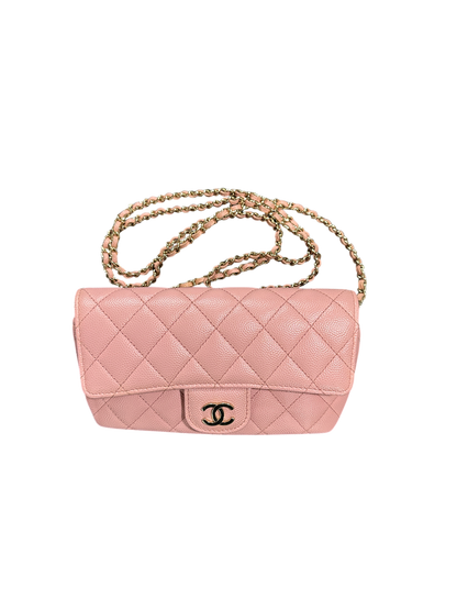 Chanel Matelassé 18 Mini Flap Bag Pink Caviar Leather Gold Hardware Series 31 - CH2081