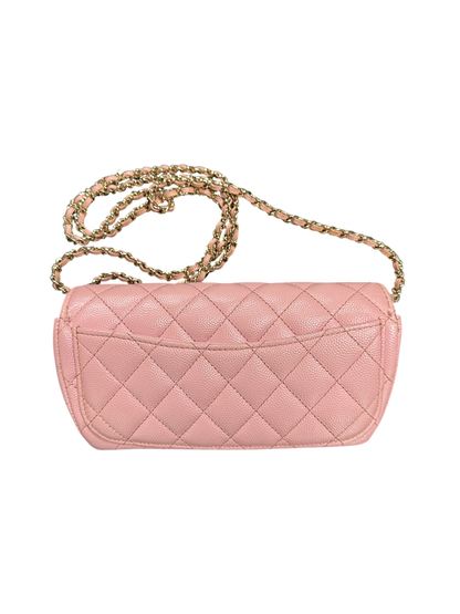 Chanel Matelassé 18 Mini Flap Bag Pink Caviar Leather Gold Hardware Series 31 - CH2081