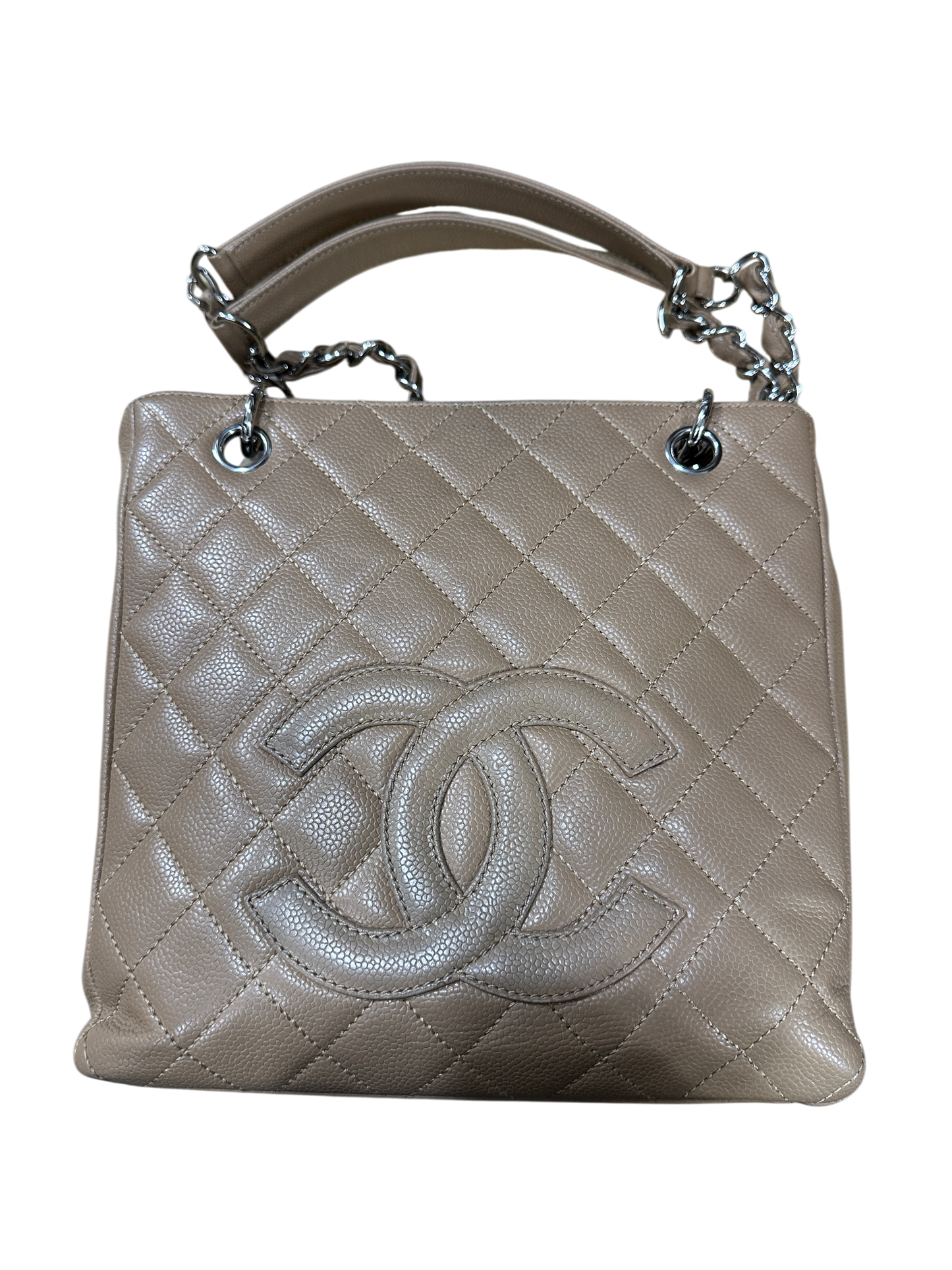 Chanel PST Petite Shopping Tote Beige Caviar Leather Silver Hardware Series 11 - CH2079