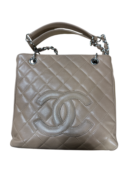 Chanel PST Petite Shopping Tote Beige Caviar Leather Silver Hardware Series 11 - CH2079