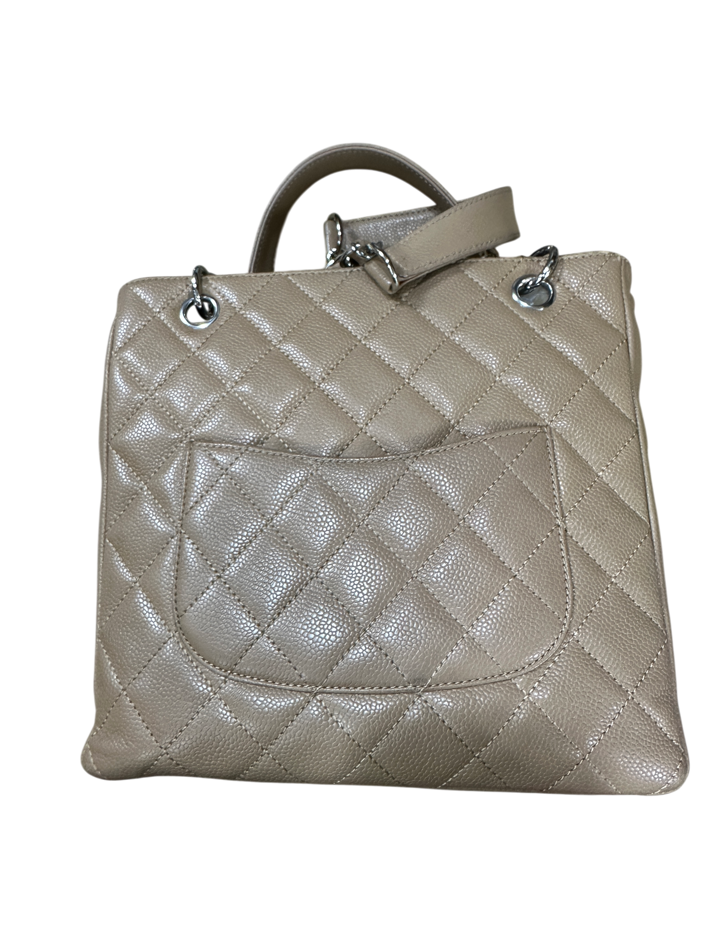 Chanel PST Petite Shopping Tote Beige Caviar Leather Silver Hardware Series 11 - CH2079
