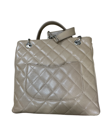 Chanel PST Petite Shopping Tote Beige Caviar Leather Silver Hardware Series 11 - CH2079