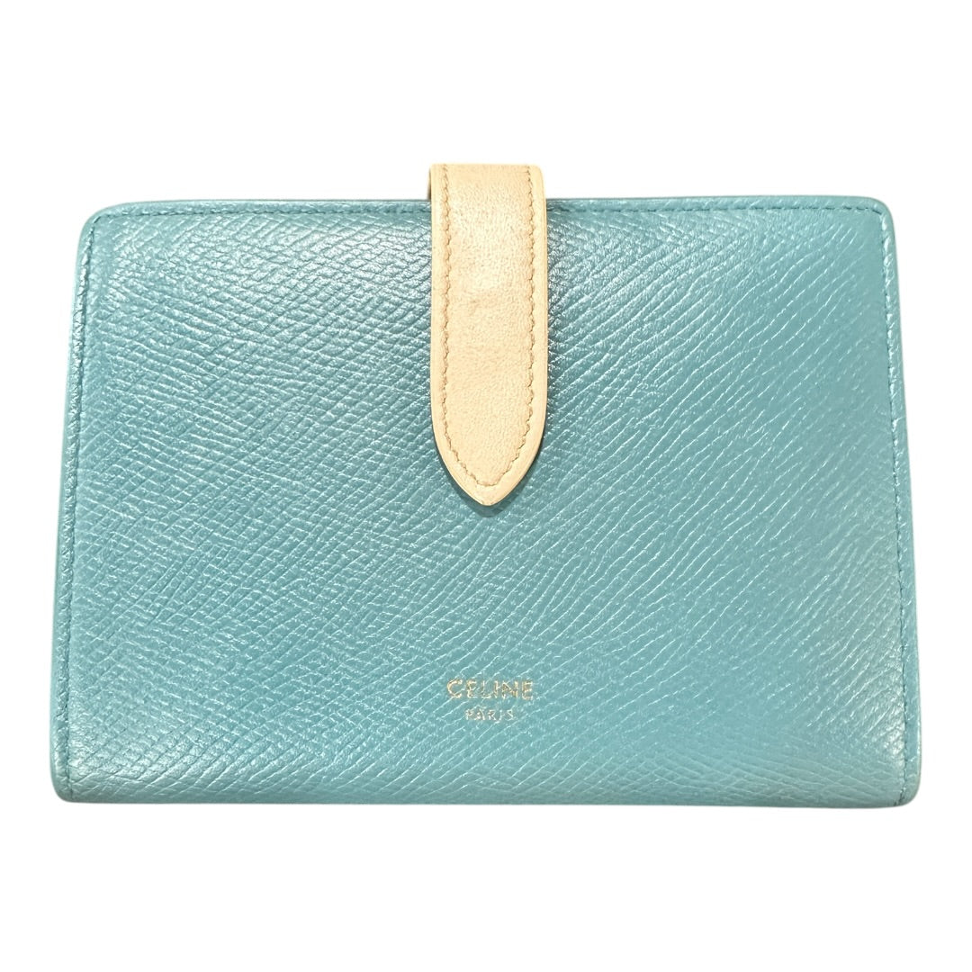 Authentic Celine Bicolor Leather Flap Long Wallet CE251
