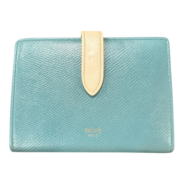 Authentic Celine Bicolor Leather Flap Long Wallet CE251