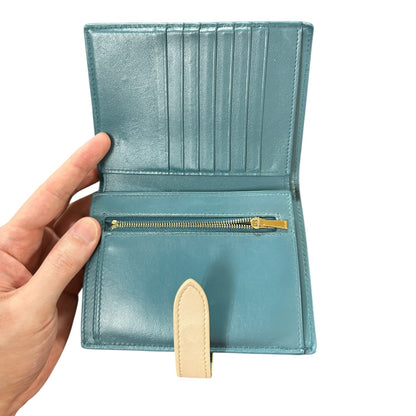 Authentic Celine Bicolor Leather Flap Long Wallet CE251