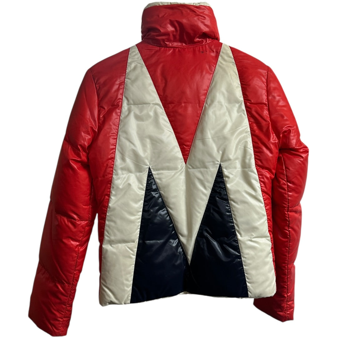 Authentic Moncler Red Puffer Jacket with Graphic Back Design MO249