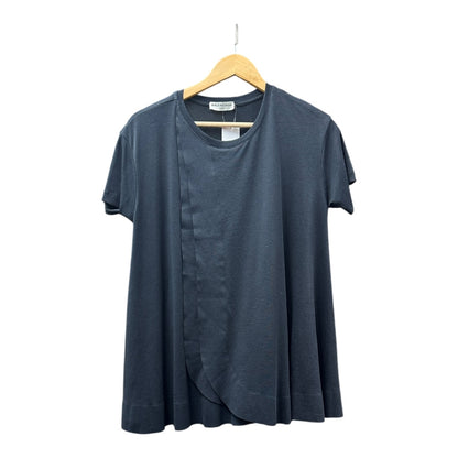 Authentic Balenciaga Black Asymmetric Drape Short Sleeve Top Ba37