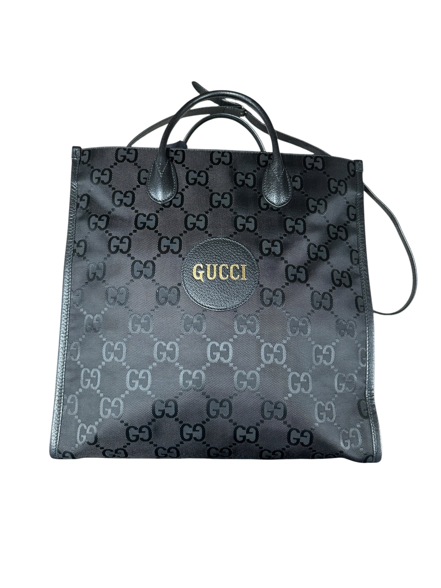 GUCCI Off The Grid GG Econyl Tote Bag Black Silver Hardware GU601