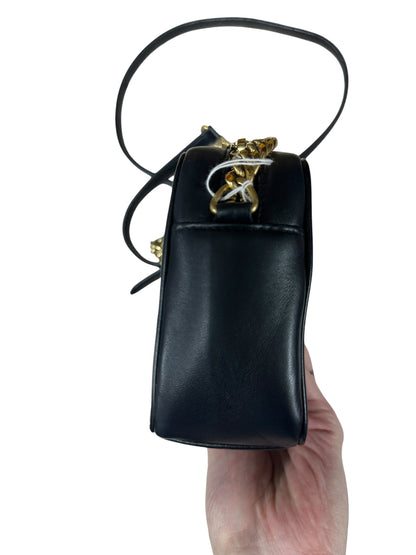 PRADA Gaufre Nappa Leather Camera Crossbody Bag Black Gold Hardware PR199