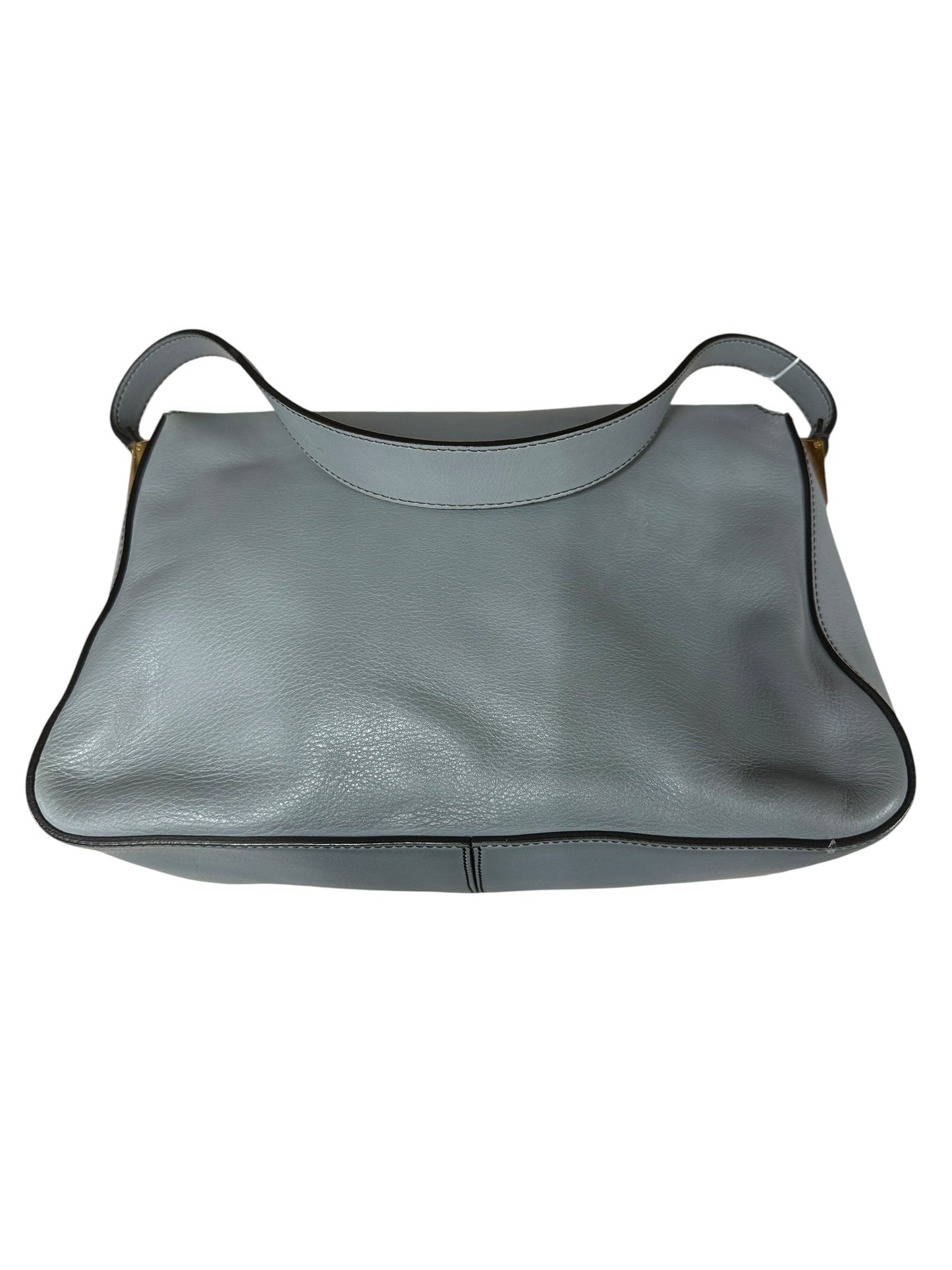 FENDI Smooth Calfskin Leather FF Buckle Shoulder Bag Grey Gold Hardware FE374